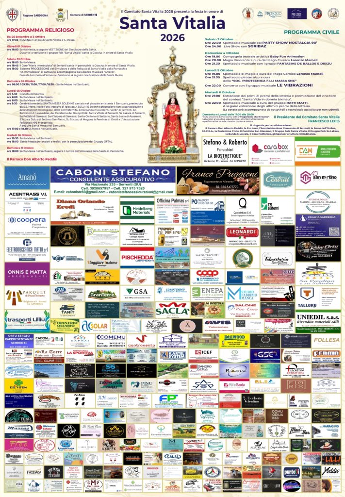 Programma Festa di Santa Vitalia Serrenti 2026